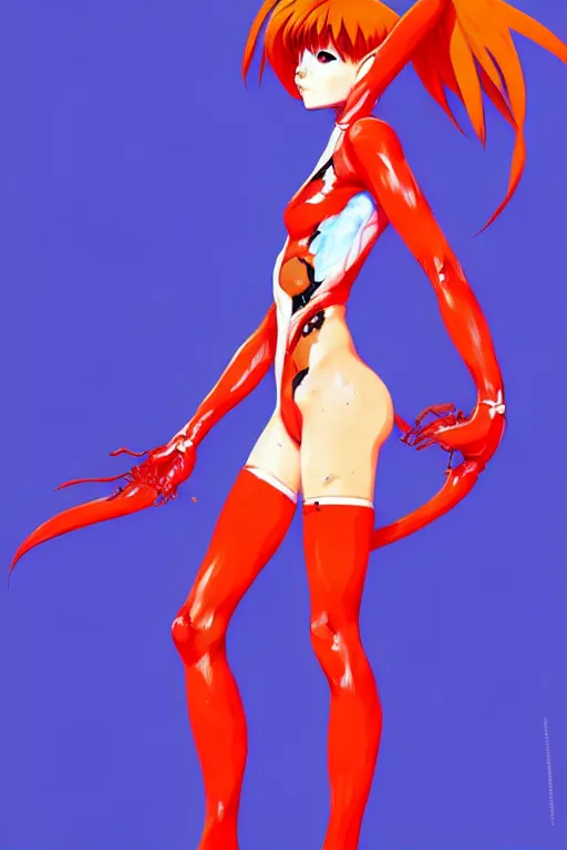 Image similar to a ultradetailed full body painting of asuka langley from evangelion, by conrad roset, greg rutkowski and ilya kuvshinov trending on artstation