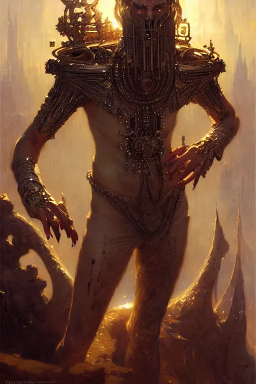 Image similar to king of diamonds by gaston bussiere, bayard wu, greg rutkowski, giger, maxim verehin