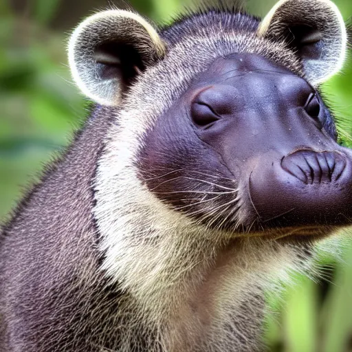 Prompt: photo of a hippopotamus raccoon hybrid