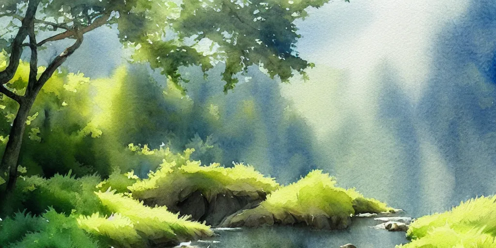 Image similar to nature landscape, watercolor, ultra realistic, highly detailed, hd, sharp focus, cinematic lighting, warm colors, realistic, photorealistic, vivid colors, painting, digital art, non blurry, sharp, artstation, smooth, illustration