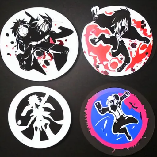 Image similar to die cut sticker, full metal alchemist al and alphons, splatter paint