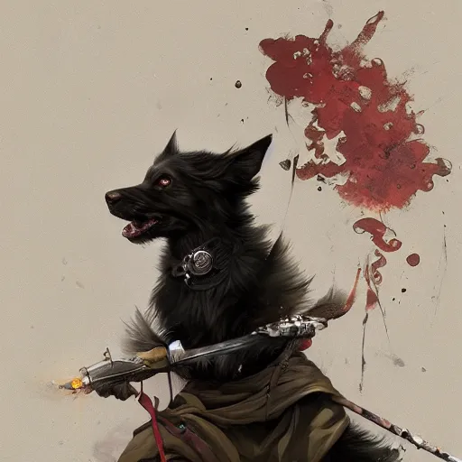 Prompt: border collie as an samurai, backround dark, highly detailed, digital illustration, trending in artstation, modern painting, smooth, sharp focus, intricate, by peter mohrbacher