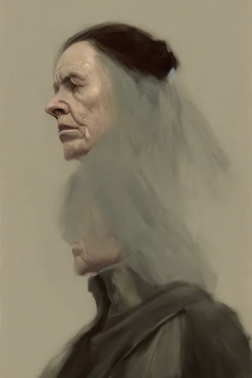 Prompt: rey palpatine, profile view, eyes closed, jeremy lipking, joseph todorovitch