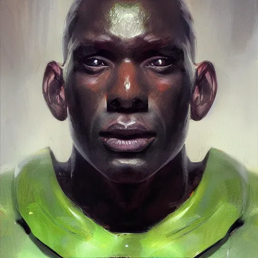 Image similar to face protrait of martian manhunter,, jeremy mann painting