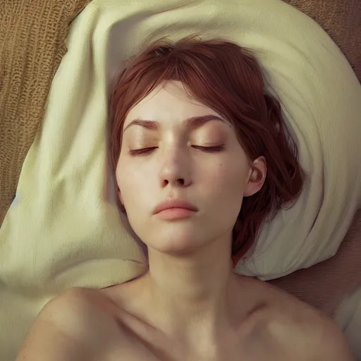 Prompt: sleeping portrait, hyper detailed, digital art, trending in artstation, cinematic lighting, studio quality, smooth render, unreal engine 5 rendered, octane rendered, art style by klimt and nixeu and ian sprigger and wlop and krenz cushart.