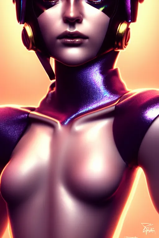 Image similar to hyperdetailed closeup portrait of a stunningly beautiful french girl androgynous made of iridescent metals, smoke, inspired by helmet newton, ross tran and wlop and masamune shirow and kuvshinov, concept art, intricate, photorealistic, octane render, rtx, hdr, unreal engine, dnd digital art by artgerm fine face