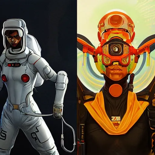 Prompt: symmetry! futuristic armed ali g astronaut, apex legends, illustration, art by artgerm and greg rutkowski and alphonse mucha