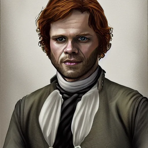 Prompt: Jamie Fraser caricature portrait by Krüger