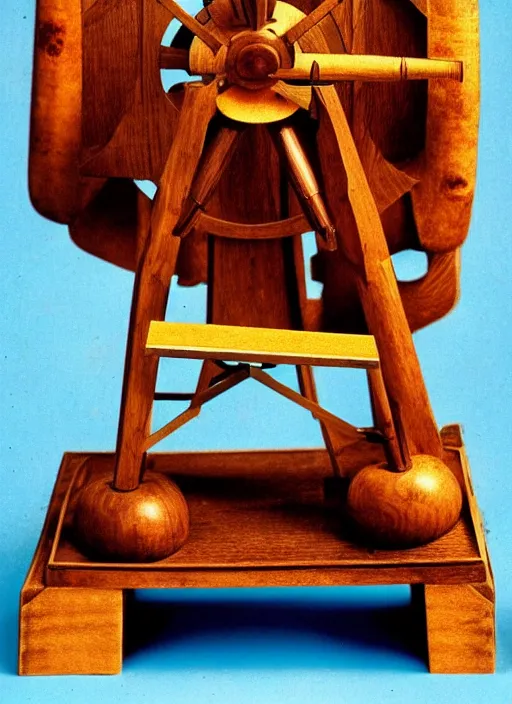 Image similar to realistic photo of a a wooden medieval astronomy appliance model equipment gadget made of wooden toy constructor 1 9 9 0, life magazine reportage photo, natural colors, metropolitan museum collection