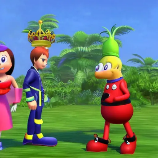 Prompt: veggie tales in kingdom hearts, video games, 3d, detailed