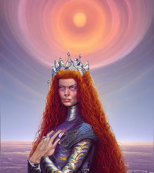 Prompt: Portrait of a princess, illustration by Michael Whelan and Pete Lyon, fantasy art, visionary art, acrylic painting, smooth blending