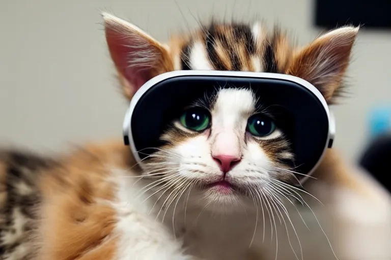 Prompt: kitten wearing a vr headset