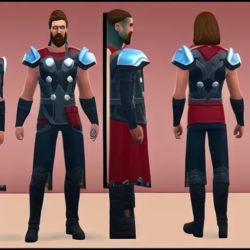 Prompt: I created Thor in Sims 4 character creation!!!