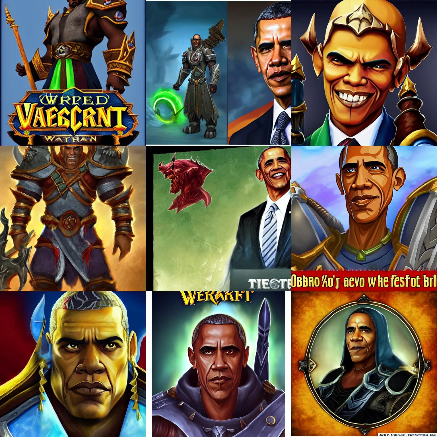 Prompt: Obama as a Warcraft warrior