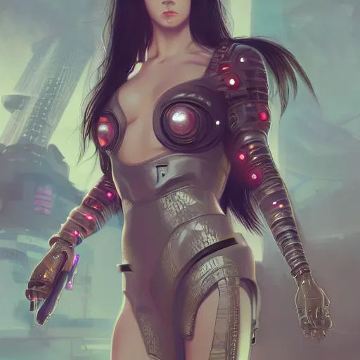 Image similar to cyberpunk japanesse girl, with techware, d & d, intricate, elegant, highly detailed, digital painting, japanese, altered carbon style, trending on artstation, concept art, studio ghibli, illustration, art by artgerm and greg rutkowski and alphonse mucha