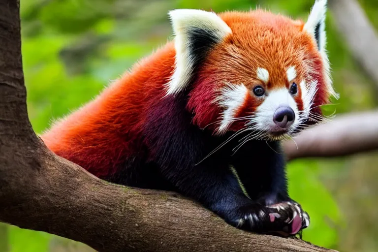 Prompt: a red panda pig!!! hybrid! hyper realistic!! realistic lighting!! wildlife photographer of the year!!! bold natural colors, national geographic, hd, wide angle, 8 k