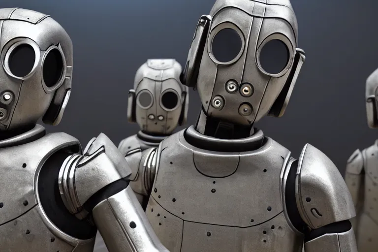 Image similar to cybermen invasion, photorealistic, unreal engine, mild depth of field, cinematic lighting, 8 k