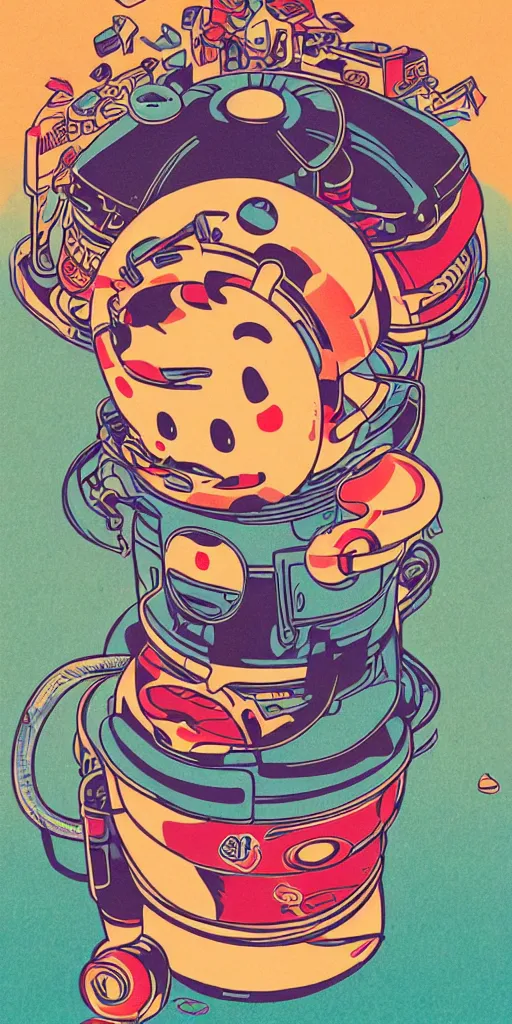 Image similar to a Kirby vacuum cleaner in the style of Audrey kawasaki