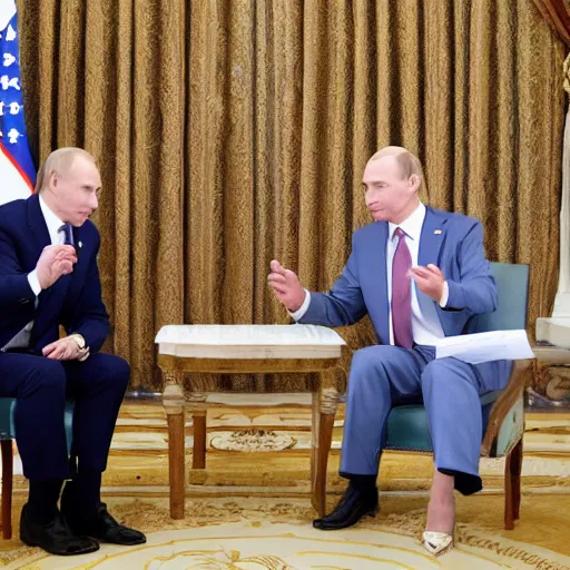 Prompt: biden and putin playing rock paper and scissors
