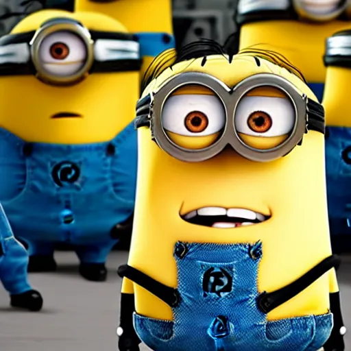 Image similar to movie frame of benjamin netanyahu!!!!!! as a minion from despicable me, hd, 8 k, photorealistic