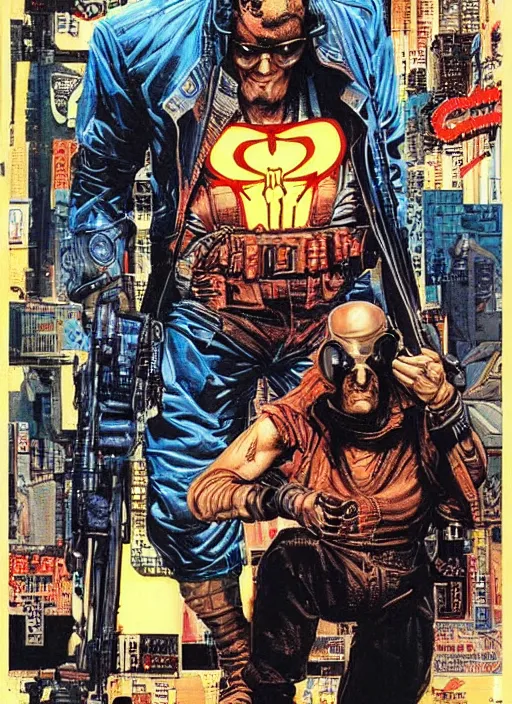 Image similar to cyberpunk the punisher. portrait by clyde caldwell and jean giraud and anton otto fischer and john philip falter and will eisner and gil elvgren