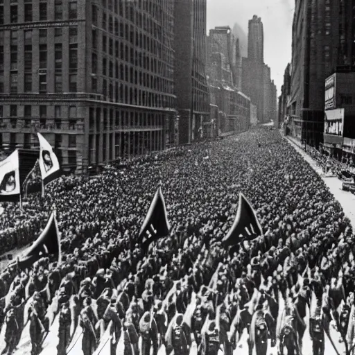 Image similar to detailed modern photograph of nazis marching through new york city