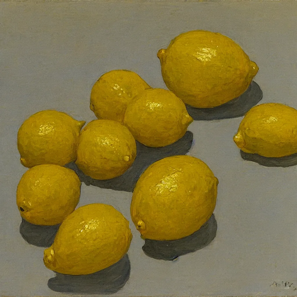 Image similar to A lemon painted by Fairfield Porter