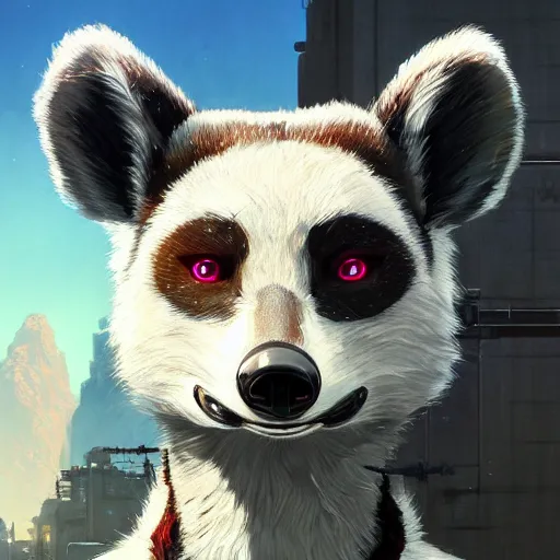 Image similar to highly detailed portrait of 🤖🦝 in gta v, stephen bliss, unreal engine, fantasy art by greg rutkowski, loish, rhads, ferdinand knab, makoto shinkai and lois van baarle, ilya kuvshinov, rossdraws, tom bagshaw, global illumination, radiant light, detailed and intricate environment