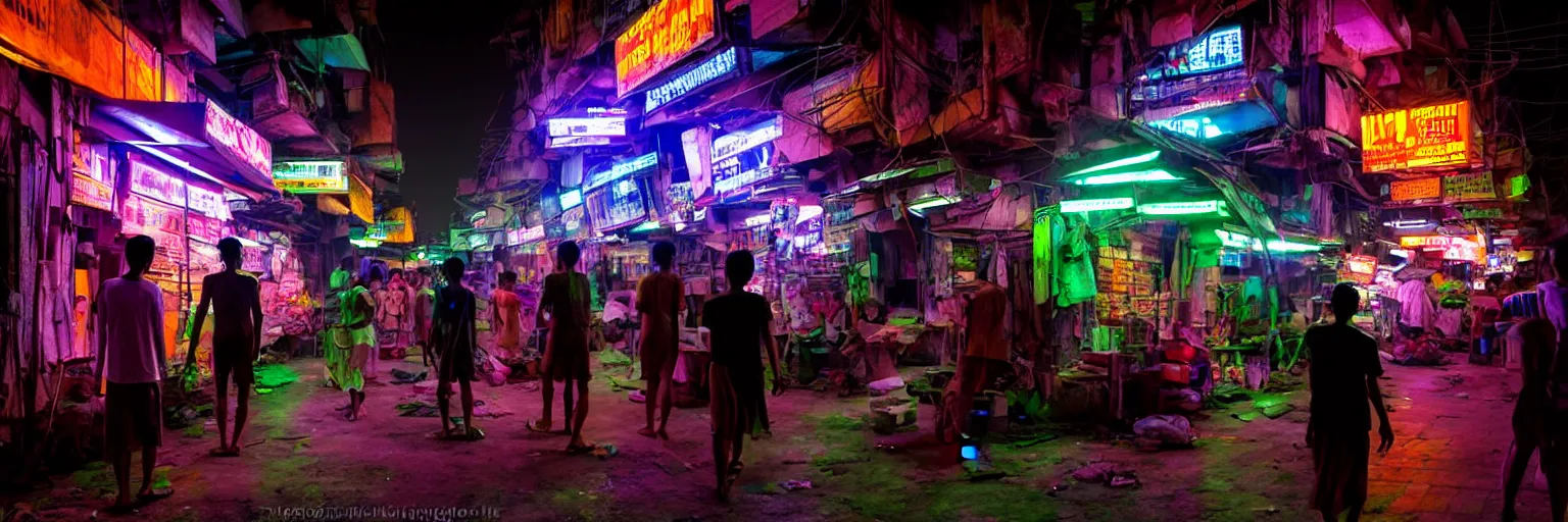 Prompt: Cyberpunk Residents, futuristic Phnom-Penh Cambodia, neon dark lighting