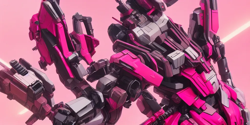 Image similar to isometric of female gundams in pink and red collection, intricate mechanical details, futuristic, y 2 k aesthetic, dramatic lighting, 4 k, 3 d octane render, provenance, detailed, trending on artstation