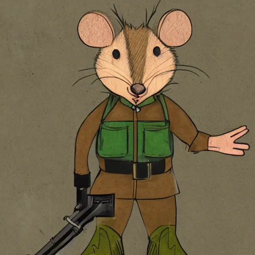 Prompt: woodland mouse, resistance, antropomorphic, guerilla soldier, green flag, camp fire, illustration, highly detailed, art by kyle ferrin