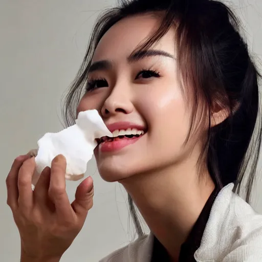 Image similar to angelababy eating a poly-poop