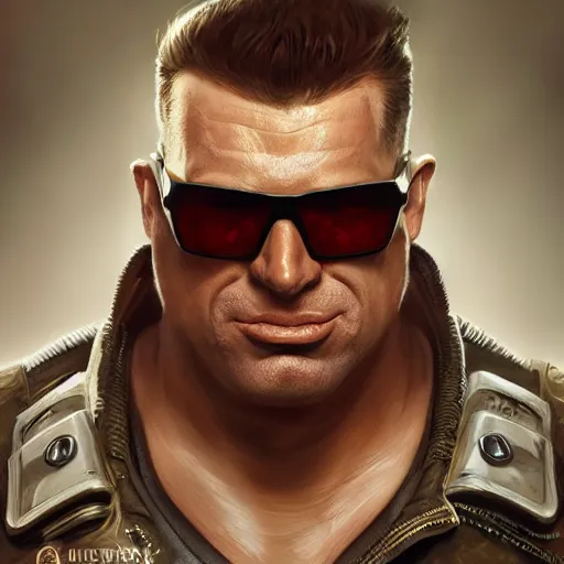 Prompt: !Duke Nukem 3D, square jaw-line, 'groovy', cigar, intricate, cinematic lighting, highly detailed, digital painting, concept art, smooth, sharp focus, illustration, art by Artgerm and Greg Rutkowski, Cgsociety