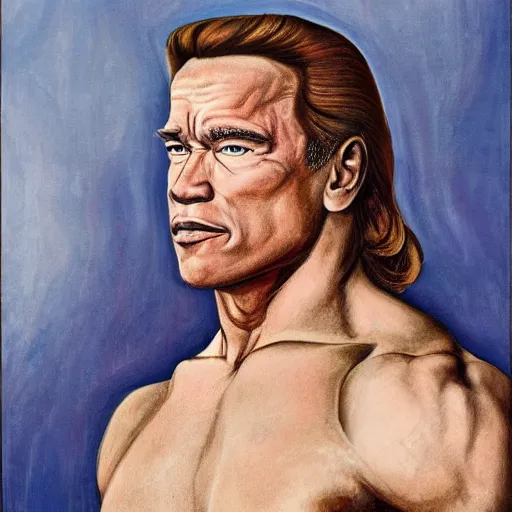 Prompt: arnold schwarzenegger portrait in botticelli style