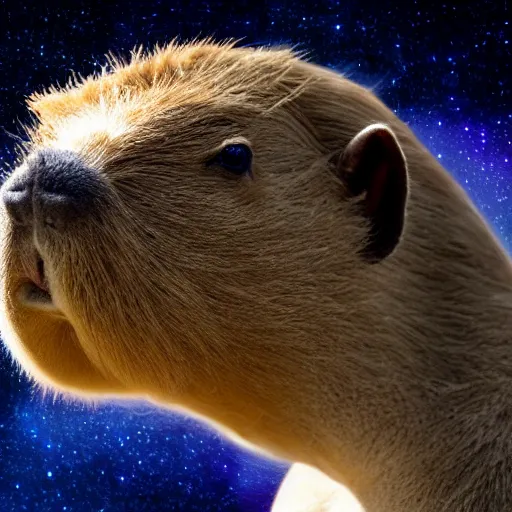 Prompt: capybara wearing a space suit. detailed 4 k 8 5 mm photo