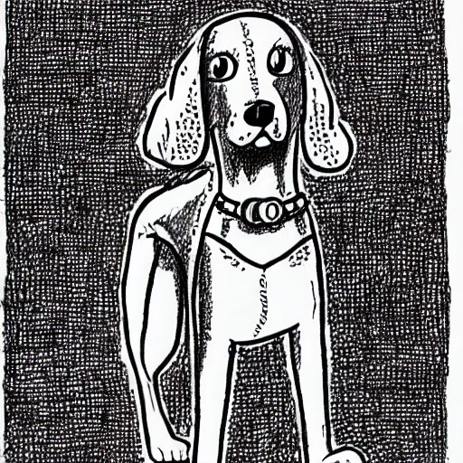 Prompt: a drawing of a dog by marjane satrapi