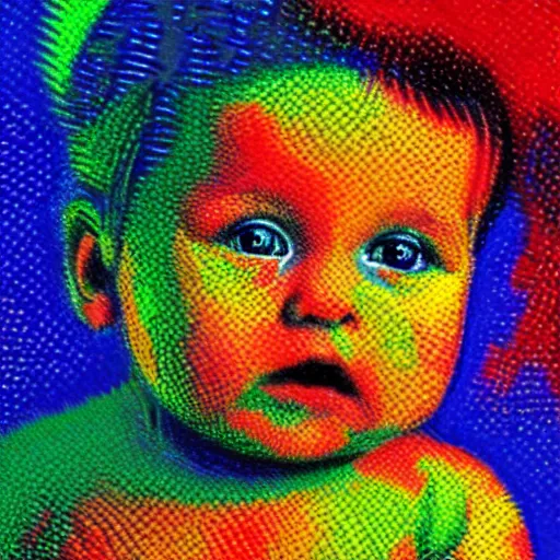 Image similar to you can make money off of the aids baby, impressionist, pointillism, hd, 4 k