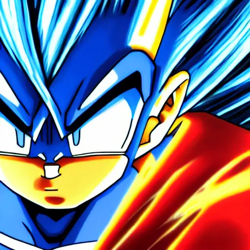 Image similar to ultra realistic portrait painting of a fusion of sonic and goku, art by akira toriyama, 4 k, dragon ball, artstyle, cel shaded, highly detailed, epic lighting
