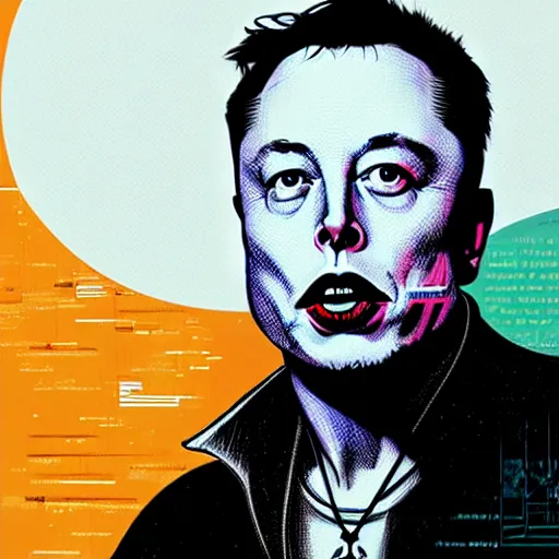 Prompt: graphic illustration, creative design, elon musk as a nun, biopunk, francis bacon, highly detailed, hunter s thompson, concept art