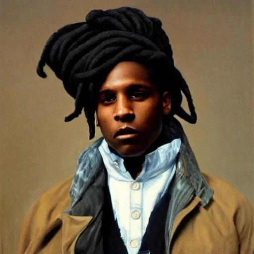 Prompt: asap rocky, oil on canvas, 1883