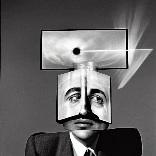 Image similar to man with a projector for a head, 1960 photograph