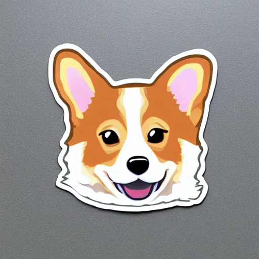 Image similar to a kawaii chubby goofy cute corgi sitting upright sticker illustration