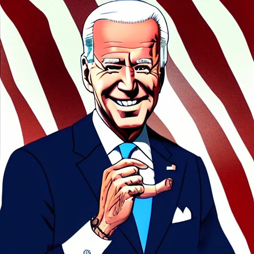 Image similar to Joe Biden in the style of JoJo's Bizarre Adventure