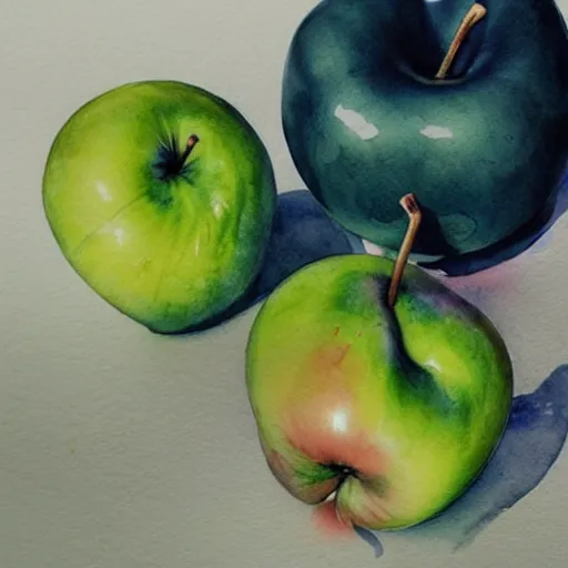 Image similar to watercolor still life with green apples by anna dittmann, by marco mazzoni, by stephanie law,