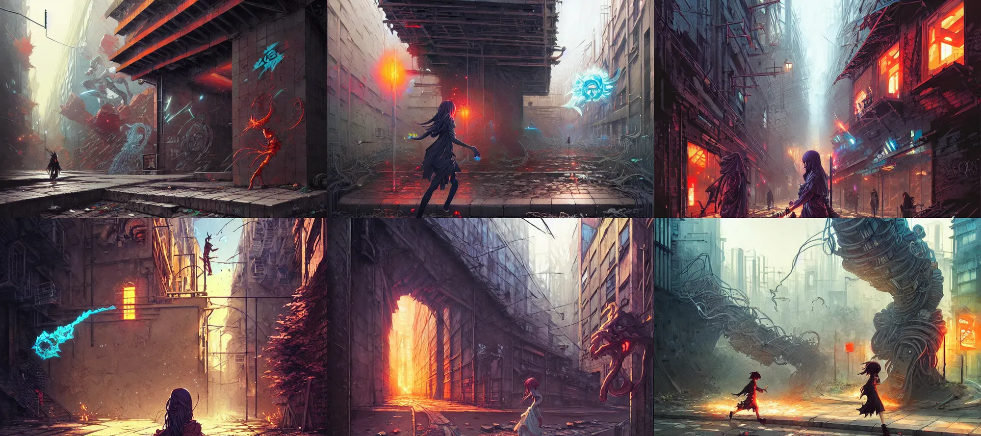 Prompt: graffiti sorcerer runs out of mana, modern urban setting, detailed illustration by greg rutkowski, junji ito, and dan mumford, fantastic art award winning best ultra detailed magnificent deep sharp focus concept art