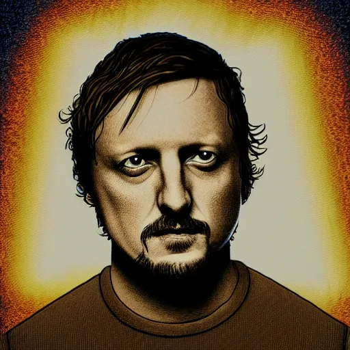 Prompt: sturgill simpson, portrait, by alex gray, by dan hillierd