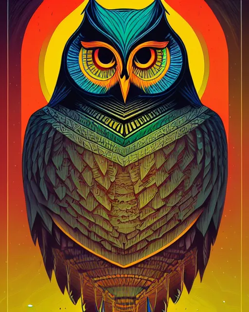 Image similar to concept art by dan mumford of a mask of symbolic owl, symbolism art style, digital painting, sharp focus, illustration