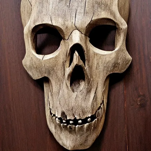 Prompt: skull wooden mask