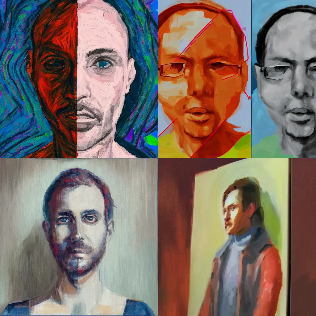 Prompt: an AI paints a self-portrait