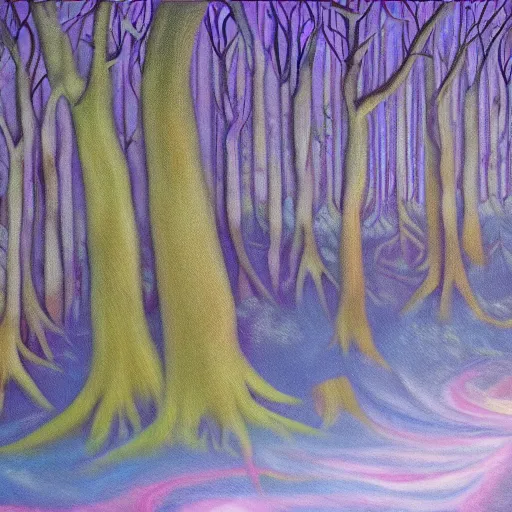 Image similar to fairy dust forest, oil and acrylic on canvas, surrealism, high detail